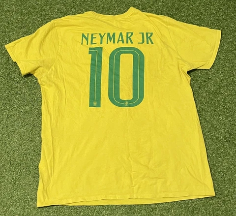 The NIKE Tee Soccer Brazil CBF Neymar Jr. Men’s Graphic Tee Shirt Large L Yellow Cover