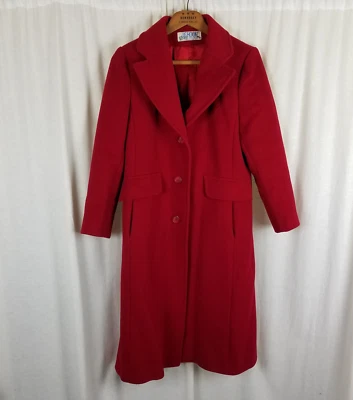 Abrigo chaquetón vintage JG Hook rojo lana medio cinturón calce trasero y acampanado para mujer S Demi Foto 1 de 4