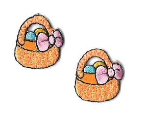 Easter - Easter Basket - Spring - Embroidered Iron On Patch - SET OF 2 SMALL - Picture 1 of 2
