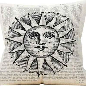 Mancheng-zi Sun Antique Symbol Throw Pillow Case, Retro Astrology Graphics - Picture 1 of 5