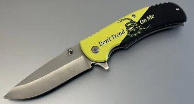 Full Size Pocket Knife Don’t Tread On Me 4.5” Full Metal 440 Stainless Steel EDC - Image 1 of 4