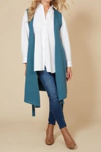 NWOT Longline Knit Vest By Eb And I’ve, Teal, One Size Fits All - Picture 1 of 15