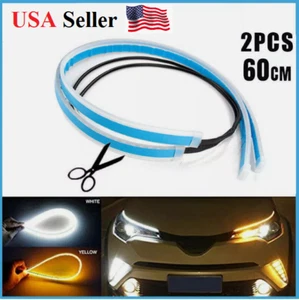 2x Tira de faros LED DRL de 24" luces de intermitencia diurna y secuenciales - Imagen 1 de 5