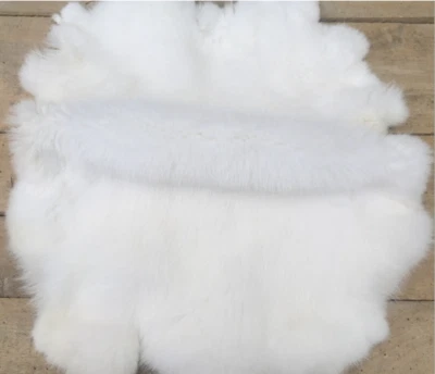 Real Rabbit Fur Real Fur Carpet Rug Throw Leather Pelt Cosy Suitable Craf 8-14'' - Image 1 of 4