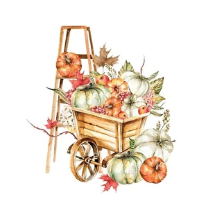 CARRO DE COSECHA DE SERVILLETAS DE CALABAZA 20 servilletas de cóctel otoño servilletas de papel otoño otoño otoño - Imagen 1 de 4