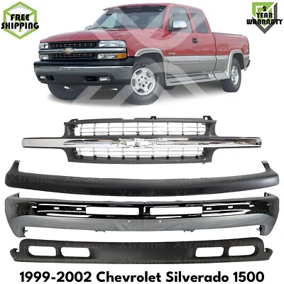 Front Bumper Chrome Kit For 1999-2002 Chevrolet Silverado 1500 & 2000-2006 Tahoe Foto 1 de 4