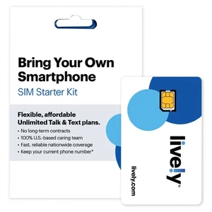 Lively SIM Card Kit Unlimited Talk Text Urgent Response 1GB Data Keep Number - Picture 1 of 7