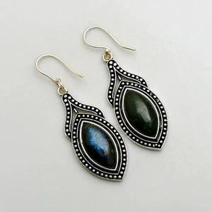 Labradorite Gemstone Handmade Drop Dangle Earrings Jewelry Gift 2.6" AE-95581 - Picture 1 of 1