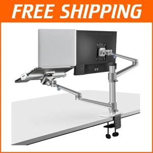 Adjustable Silver Desk Mount for 17-32 inch Monitors & 12-17 inch Laptops - Picture 1 of 9