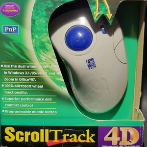 Vintage 90s A4 Tech WWT-13 Scroll Track 4D TrackBall Large Mouse - Picture 1 of 12