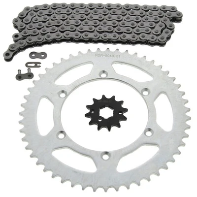 Corrente e roda dentada Kawasaki 1995-2006 KDX200 200/1997-2005 KDX220 220 12/51 112L - Imagem 1 de 4