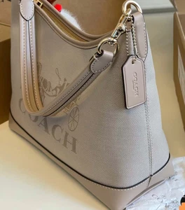 New COACH Laurel Shoulder Bag Horse  Carriage Dark Natural Multi CAK91 Outlet - Picture 1 of 10