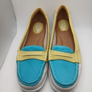 Clarks Artisan Cliffrose Enza Leder Halbschuhe Türkis Gelb Weiß Schuhe 6,5 M - Bild 1 von 8
