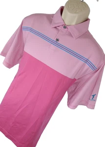 Footjoy Golf Polo Shirt Stretch Stripped Salmon Men's Size M - Picture 1 of 10