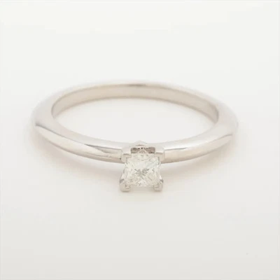 Anillo de diamantes talla princesa Tiffany Pt950 3,9 g D0,22 F VS1 cuadrado NINGUNO Foto 1 de 4
