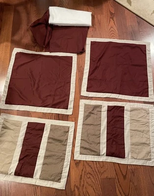 Dos pares de fundas y falda de cama queen: marrón borgoña y tostado Foto 1 de 3