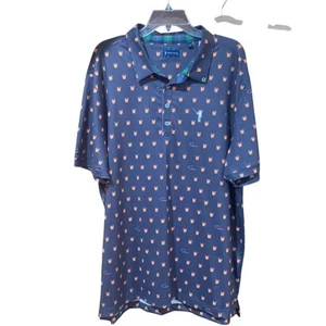 Camisa polo de golf William Murray para hombre X-LG estampado de bebidas gris verde cuello tartán - Imagen 1 de 9