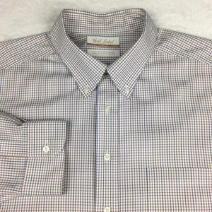 Roundtree & Yorke Gold Label Dress Shirt Mens 18-34 Multicolor Check No Iron - Picture 1 of 10