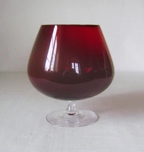 Globo de vidrio brandy rojo rubí vintage de 15 cm de alto - Imagen 1 de 6