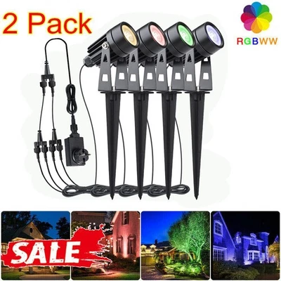 6/8er RGB Gartenstrahler mit Fernbedienung Außen Gartenleuchte mit Erdspieß set - Bild 1 von 4