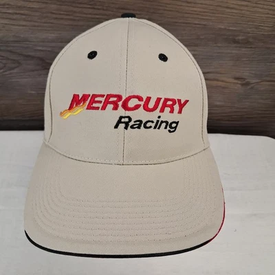 NEW Mercury Racing Beige Adjustable Baseball Cap Dockstore Boat Hat - Image 1 of 4