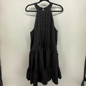 EXPRESS schwarz Neckholder Jakobsmuschel Midikleid Witchy Preppy Whimsigoth Damen Large neu mit Etikett - Bild 1 von 9