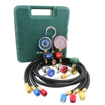 Medidores de climatización HS-M01 medidores, juego de medidores de CA con mangueras de 5 pies, colector HS-M01-134A Foto 1 de 4