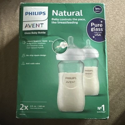 Бутылочка детская Philips Avent 2 шт. стеклянная натуральная с соском Natural Response прозрачная - Изображение 1 из 4