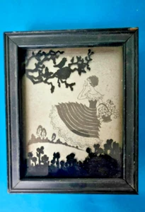"Silueta vintage, niña con flores, productos Deltex 1932 - primavera 5,45""x4" - Imagen 1 de 5