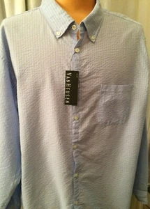 VAN HEUSEN Shirt Mens Big & Tall Blue Roll Tab Sleeves Sz XXL 18 - 18 1/2 - Picture 1 of 9
