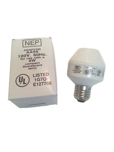 NEP Compact Fluorescent Lamp Bulb Base Adaptor AAS9, 120V, 60Hz, 9W - Picture 1 of 3