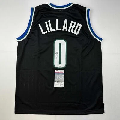 Autographed/Signed Damian Lillard Milwaukee Black Basketball Jersey JSA COA - Image 1 of 4