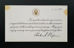 1973 Richard Nixon Presidential Congrats Wedding Anniversary Embossed NOTECARD - Bild 1 von 7