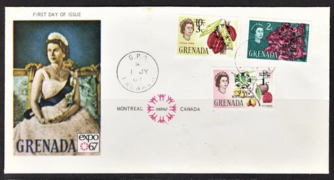 Grenada Scott 241-43 unaddressed FDC. Montreal Expo 67. FREE ship for any add Cover
