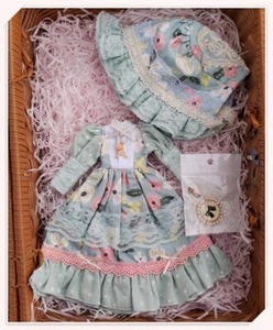 Vestido estilo corte retro + sombrero collar conjunto para muñeca Blythe de 12" traje personalizado - Imagen 1 de 4