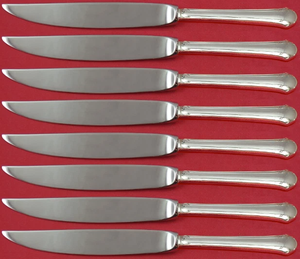 Juego de cuchillos para carne Chippendale by Towle de plata esterlina 8 piezas no dentados personalizados Foto 1 de 3