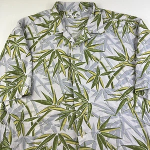Uniqlo Camicia Hawaiana Uomo Bottoni Verde Felce Floreale Rayon Leggera Taglia M - Foto 1 di 6