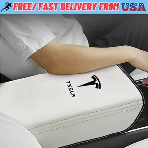 White Center Console Armrest Cover Protector Pad PU Leather for Tesla Model 3/Y - Bild 1 von 3
