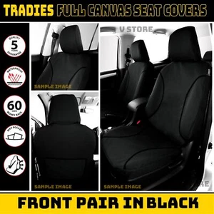 Tradies CANVAS FRONT Seat Covers Ford Ranger Next Gen PY 6/2022-2025 Black - Picture 1 of 10