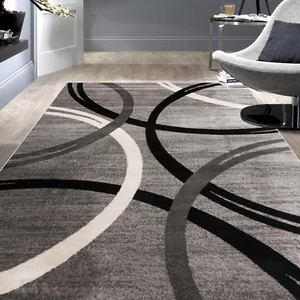 Modern Wavy Circles Design Area Rug 5'3" X 7'3" Gray - Picture 1 of 12