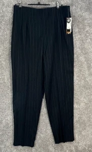 Briggs Pants Womens 16 Black Pin Stripe Actual 34X31 Comfort Waist Side Zip NWT - Picture 1 of 9