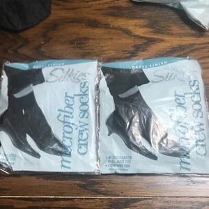 Silkies 2 Pair Women's Navy  Crew Microfiber Socks Matte Vintage Amazing - Picture 1 of 2