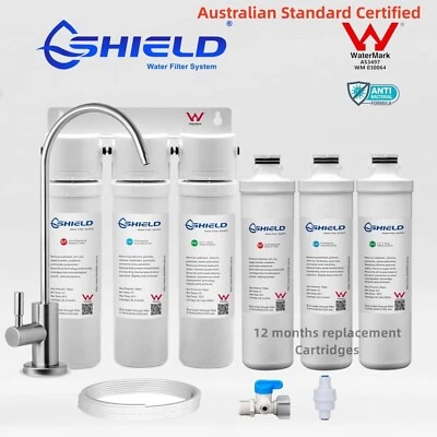 WaterMark Certified Triple Undersink Water Filter System +Replacement Cartridges - image 1 of 4