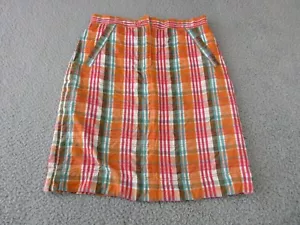 Orvis Skirt Womens Adult 8 Orange Plaid Cotton Casual Pocket Ladies 30X22 - Picture 1 of 11