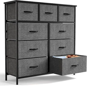 High Storage Cabinet With 9 Fabric Drawers, 4-Color Household Clothes Dresser - Picture 1 of 42
