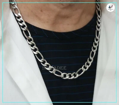 Collana da uomo in acciaio inox catena lunga 55cm rapper punk hip hop figaro   - Immagine 1 di 4