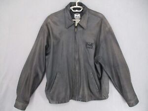 Vintage Fox Sports Jacket Mens Large Black Leather Exclusive Full Zip Pockets