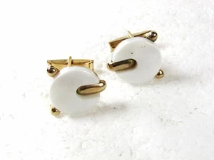 Goldtone & White Plastic Cufflinks Unbranded 32616 - Picture 1 of 3