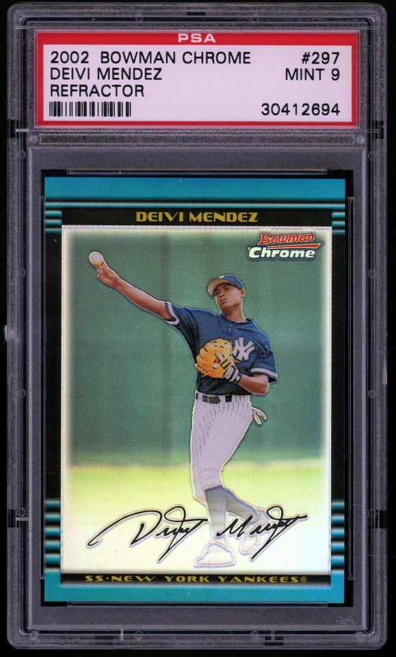 DEIVI MENDEZ 2002 Bowman Chrome Refractor #297 New York Yankees 149/500 PSA 9 - Image 1 of 2