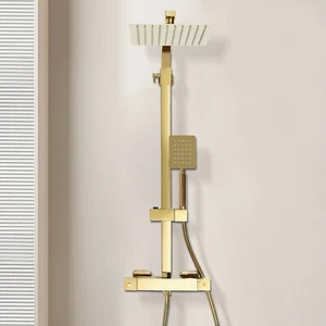 Modern Duschsystem mit Thermostat Edelstahl Luxus Duscharmatur Wand-Montage - Bild 1 von 17